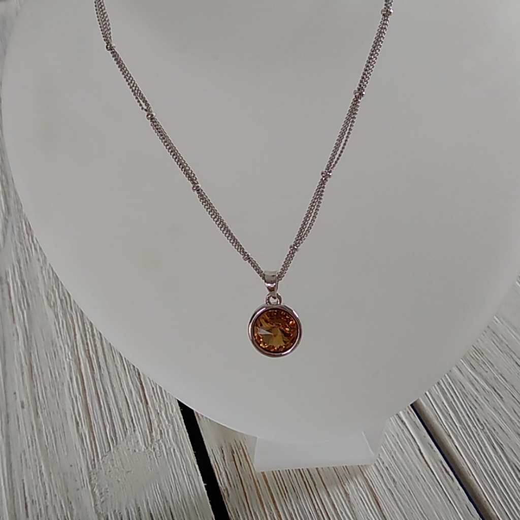 Topaz Swarovski Crystal/Round/Pendant Necklace